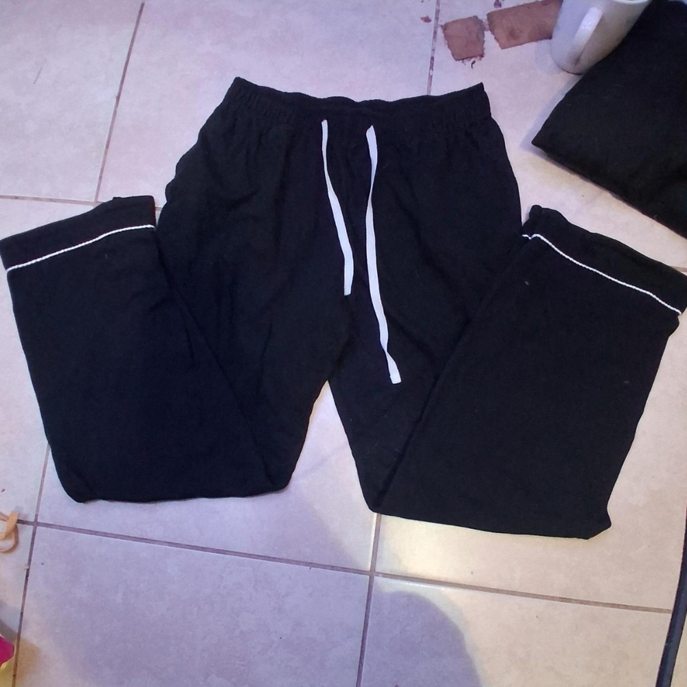 Black Jogger Pants with White Drawstring